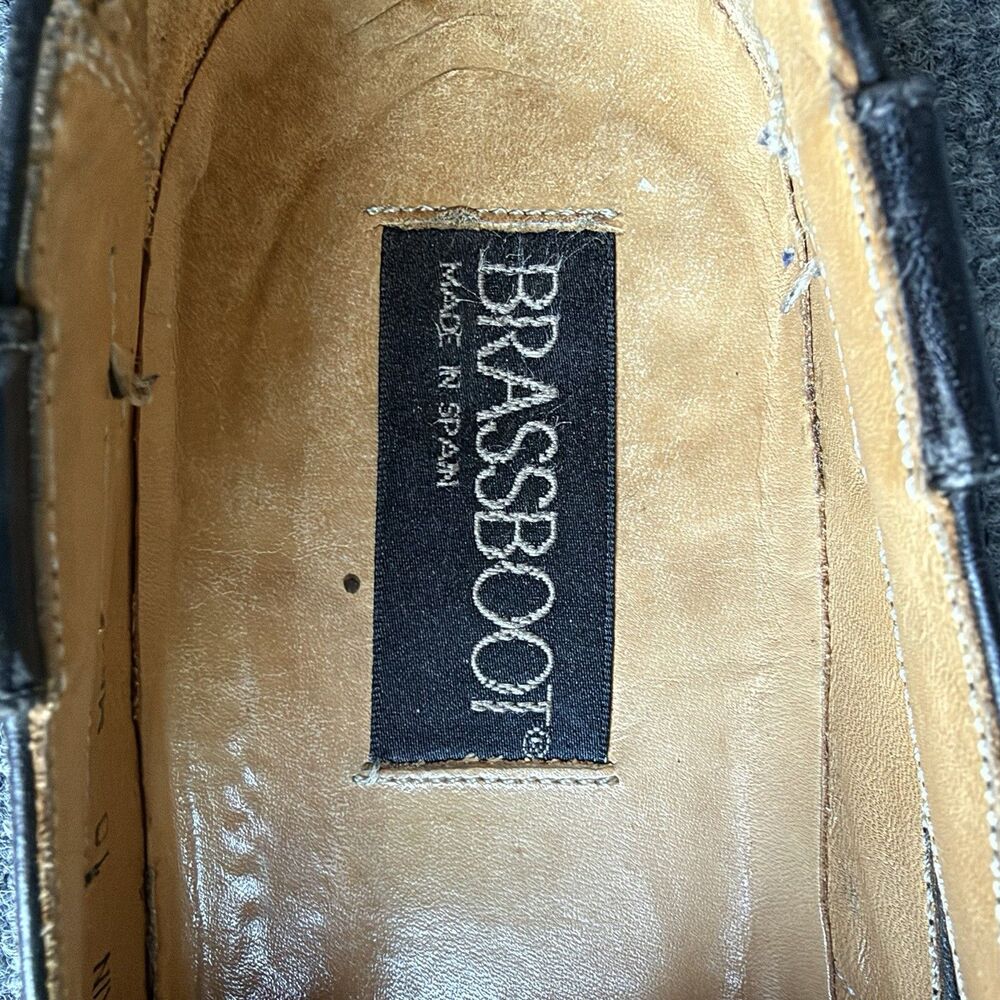 Brassboot Made in Spain Fisherman Shoes Mens 10 M Black Leather Woven Slip On - Picture 11 of 15